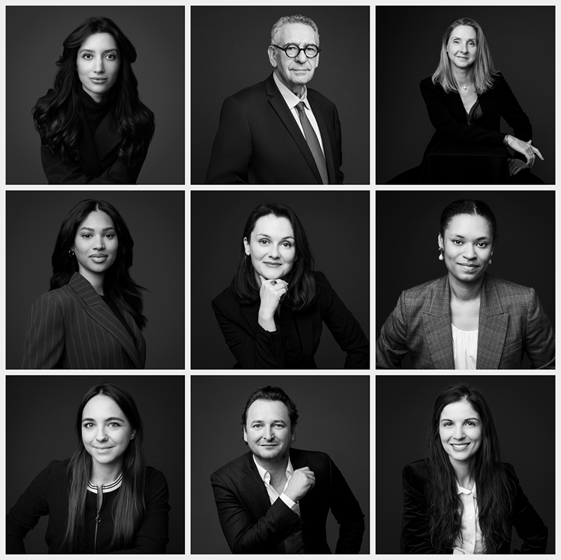Portraits de cabinet d'avocats en noir et blanc